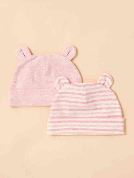 

2pcs baby striped pattern hat she, Yellow