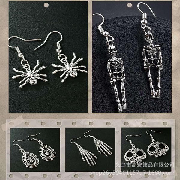 

exaggerated stainless steel earrings halloween skeleton earrings piercing jewelry