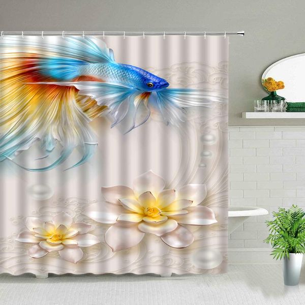

shower curtains chinese style lucky carp pattern curtain bathroom renovation home decoration