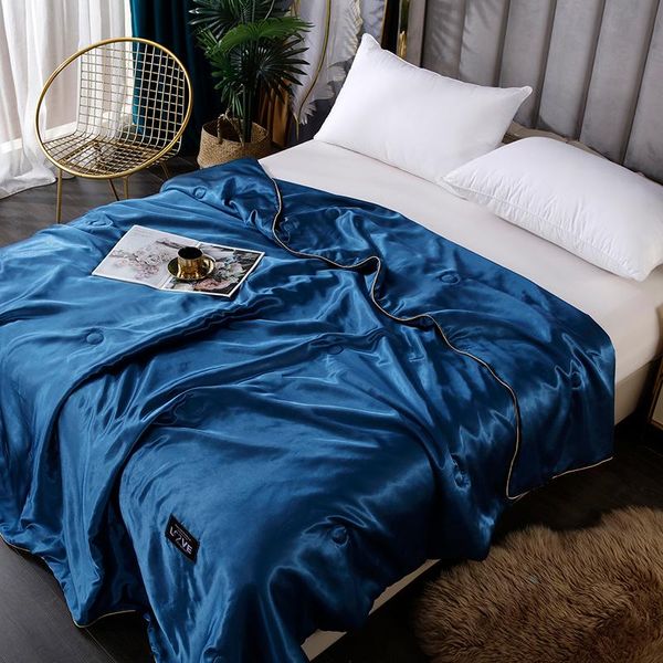 

comforters & sets cool summer air-conditioning quilt blanket soft breathable thin comforter washable artificial ice silk bed cover bedspread