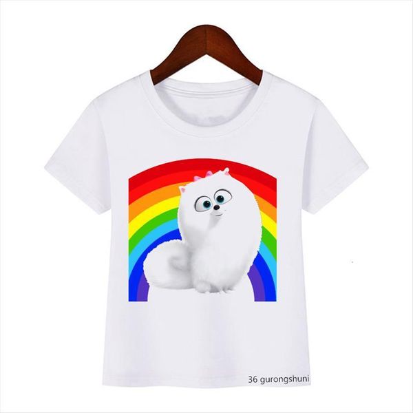 

summer style boys t shirt cartoon snowball rabbit pet secret life print funny kids clothes kawaii girls, Blue