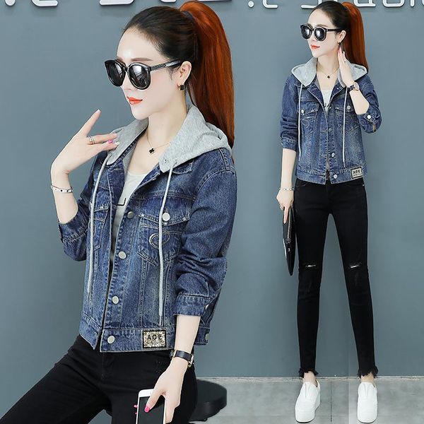 

women's down & parkas fashion denim coat 2021 clothes in spring and autumn this year, Black