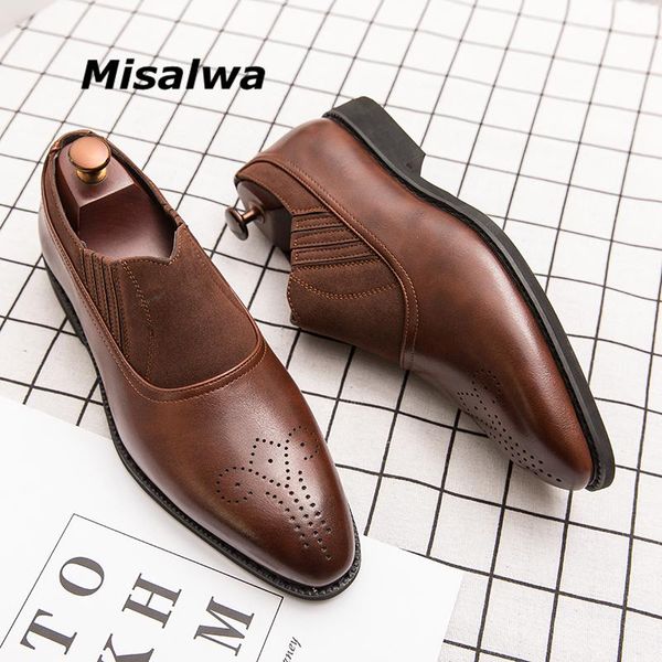 

dress shoes spring summer men formal pu leather retro brogue fashion suit party elegant daily office drop, Black
