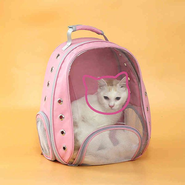 

pet bag creative pvc transparent out portable backpack breathable fashion dog cat, Black;red