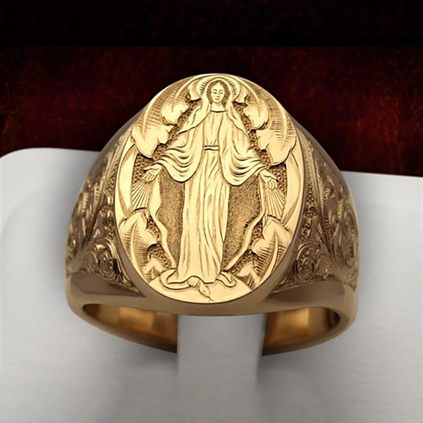 

christian rings 2021 fashion virgin mary religious ring for men women boutique jewelry us size 6-13, Silver