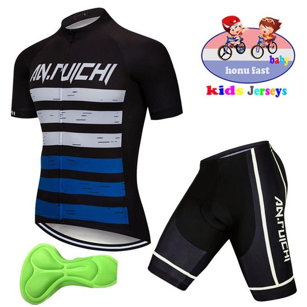 

racing sets 2021 kid cycling jersey set breathable summer bicycle wear mtb children's t-shirt, Black;blue