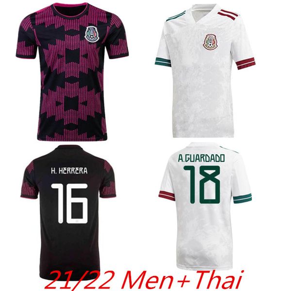 

thai version 20 21 22 mexico black training suit soccer jerseys h.lozano dos santos chicharito 2021 2022 national team home away sports foot, Black;yellow