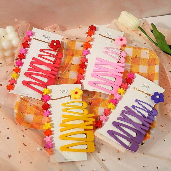 

candy color flower hairpin barrettes for women girls hair clips children kids bangs clip simple headdress hair accessories, Slivery;white
