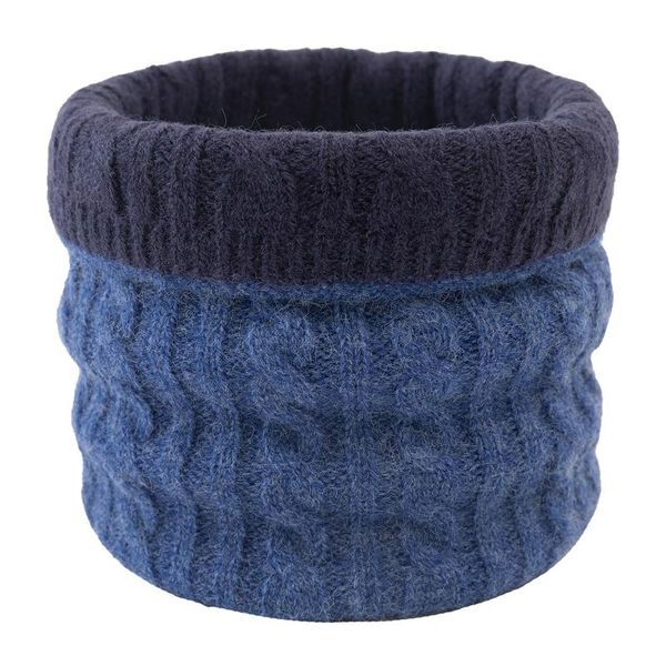 

scarves 2021 winter thick knit neck circle double sided wrap cowl loop snood shawl outdoor skiing warm brushed scarf, Blue;gray