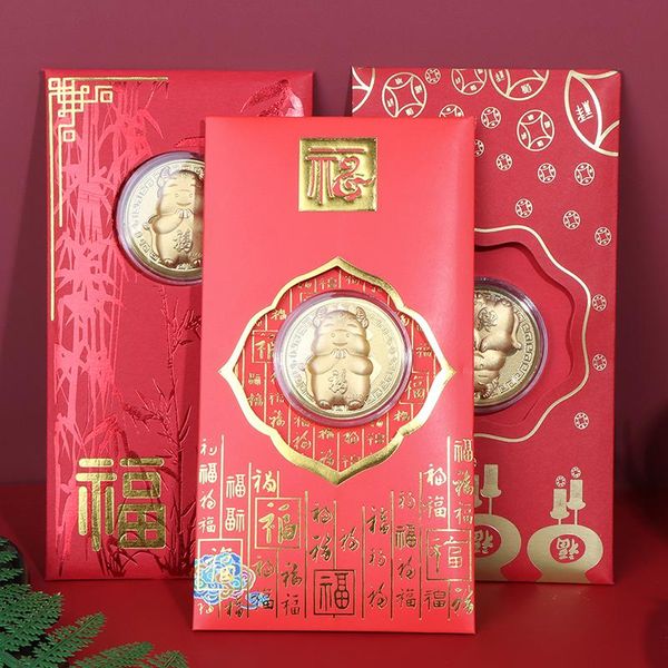 

gift wrap 2021 year coin ox commemorative chinese zodiac souvenir coins red envelopes art craft collection decor