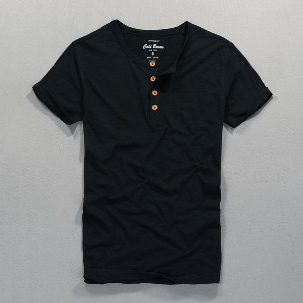 

2021 new four buttons round neck short sleeve cotton t shirt summer brand t-shirt mens solid soft slim tshirt men camiseta camisa 773f, White