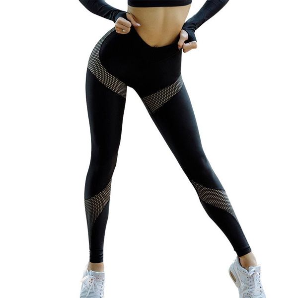 

women's leggings normov slim woman mesh patchwork leggins fashion hollow out workout breathable caual fitness feminina, Black