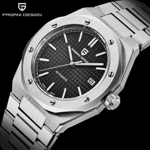 

wristwatches pagani design men's analog mechanical automatic sapphire glass watch with stainless steel bracelet pd1673 black 100m fashi, Slivery;brown