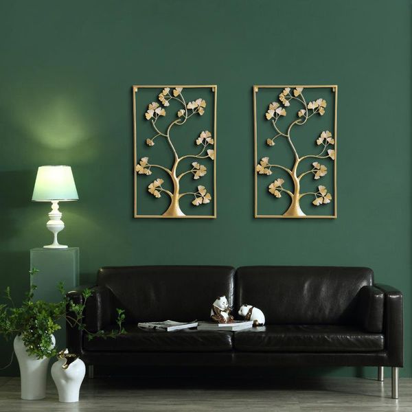 

new chinese style wrought iron background three-dimensional gingko leaf room decoration