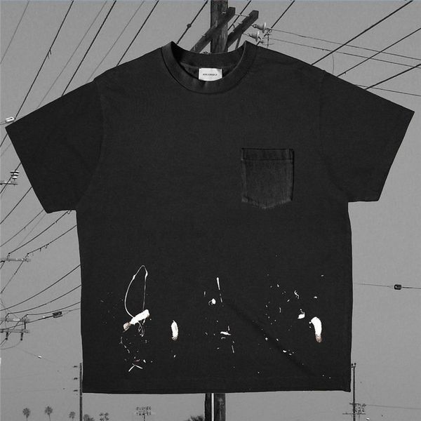 

2021 new askyurself t shirts men women tees pocket black manual splash ink vintage streetwear t-shirts harajuku imbz, White;black