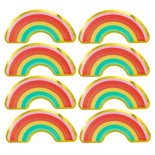 

disposable dinnerware 8 pack party bus rainbow theme cutlery paper tray supplies environmentally friendly tableware decoration