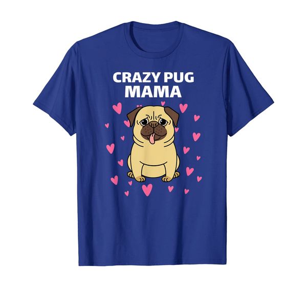 

crazy pug mama adorable pug dog with pink hearts, White;black