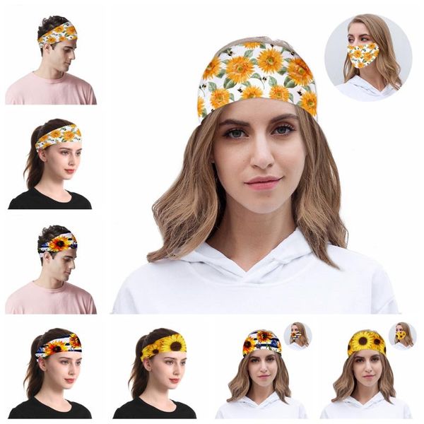 

yoga elastic hair bands sports headband gym anti-slip slim hair band fitness fashion turban sunflower pattern headband accessory