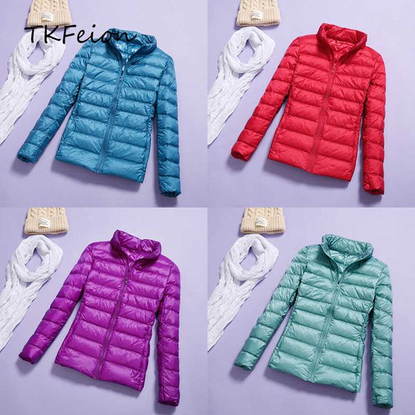 

women bomber jacket light ultra-thin style spring autumn female slim short coat warm duck down plus size 7xl factory outlet 201007, Black;brown