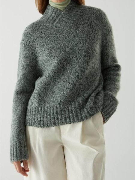 

women's sweaters women knitted sweater loose split pullover female long sleeve simple fashion autumn winter knitwear top, White;black