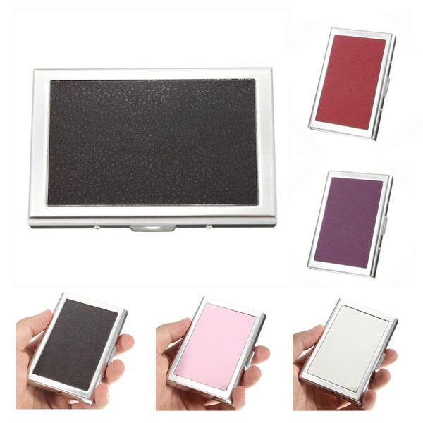 

card holders waterproof stainless steel business id wallet holder case box pursecolor:white, Brown;gray