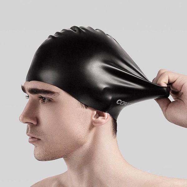

swimming caps cap long hair women silicone waterproof fashion ear protection hat men hood surfing accessories pool hijab