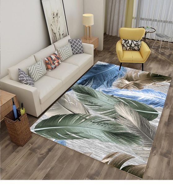 

new 3d color printed velvet carpet floor mat living room printed feather carpet l