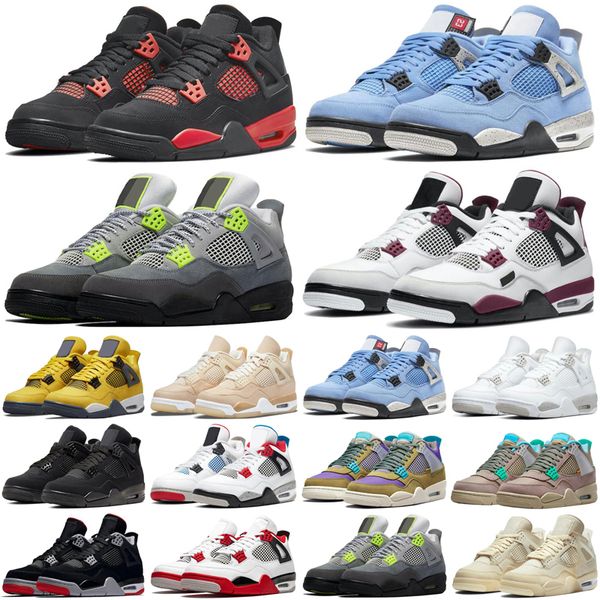 

air jordan retro 4 4s mens basketball shoes shimmer lightning cactus jack red thunder sail black cat men trainers sports sneakers, White;red