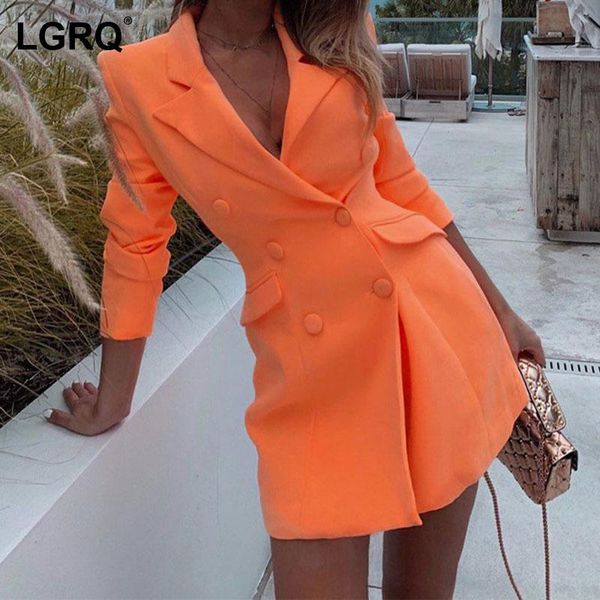 

women's suits & blazers [lgrq] women orange casual blazer arrival notched neck long sleeve loose fit jacket fashion tide spring autumn, White;black