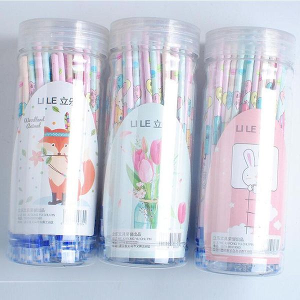 

100 pcs/lot cartoon printing erasable gel pen refill 0.5mm blue black ink refills office school stationery writing supplies, Black;red