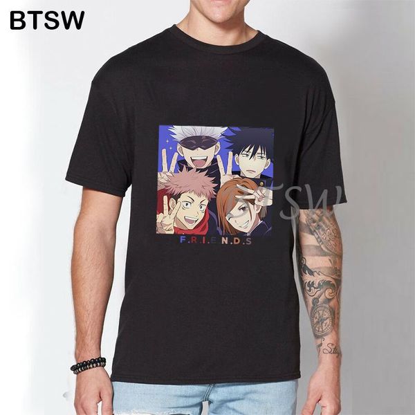 

men's t-shirts jujutsu kaisen japanese letter style fashion anime o-neck loose short sleeve summer soft t shirt women's, White;black