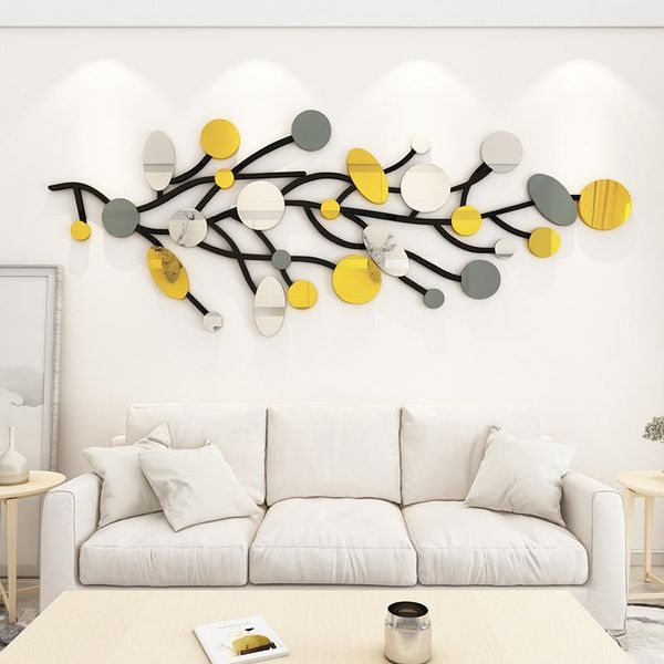 

wall stickers circle branch acrylic mirror sticker living room bedroom self adhesive fashion art abstract home decoration