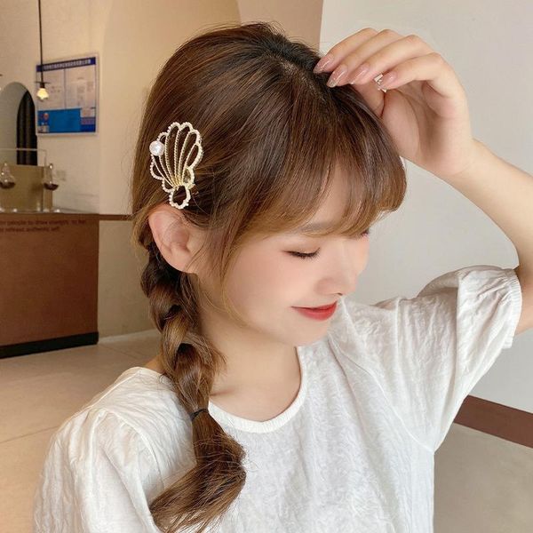 

hair accessories 2021 japan and south korea pearl clip female summer side shell temperament headdress exquisite hairpin duck, Slivery;white