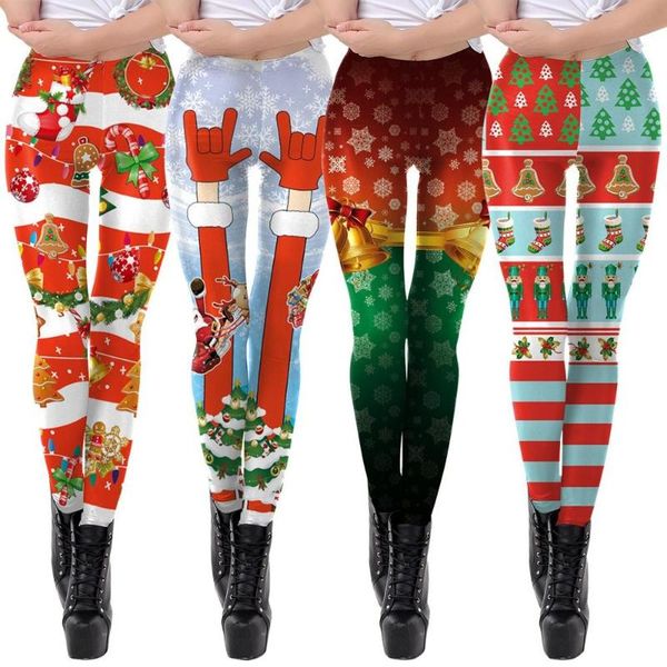 

women's pants & capris high elastic female christmas print fitness leggings pant slim running sports women quick drying training trouse, Black;white