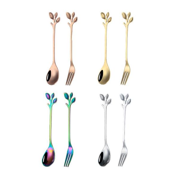 

forks 1 set stainless steel mixing spoons and fruit dessert