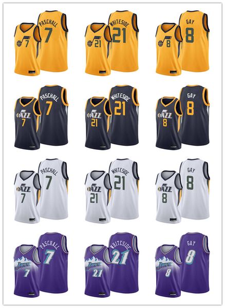 

utahjazzmen basketball rudy gay 8 hassan whiteside 21 eric paschall 8 2021 trade black edition city jersey, Black;red