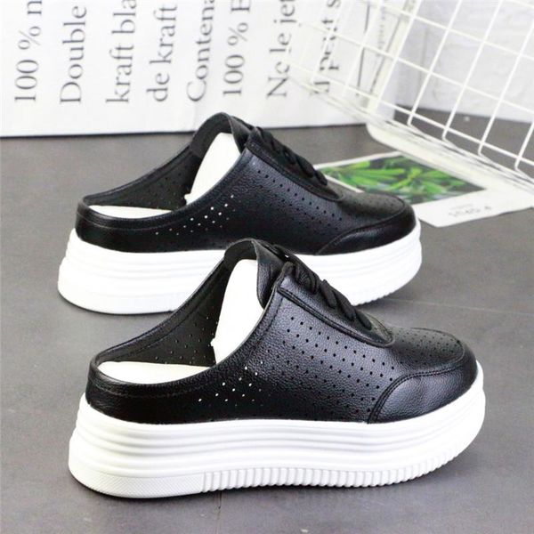 

shoes slippers casual slipers women low slides cover toe luxury 2021 soft fabric cross-tied hoof heels pu basic slippers casual, Black