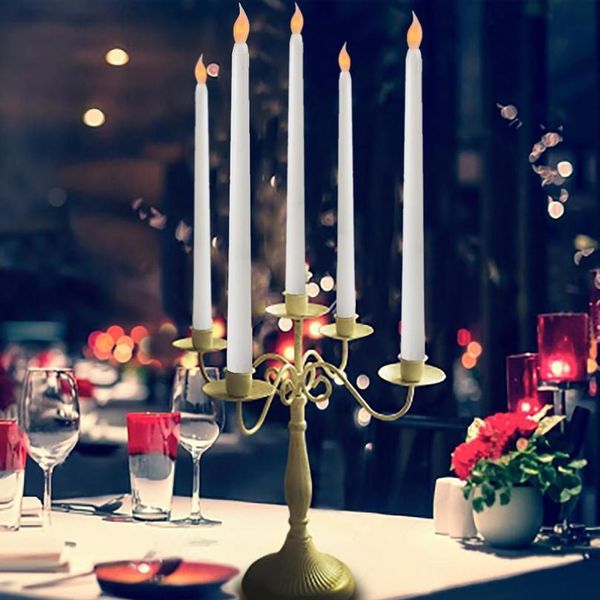 

set of 12 - flameless taper candles, battery operated candles, textured wax finish, warm whi qylelr