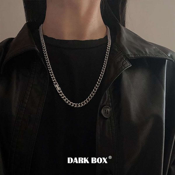 

star box steel neutral texture men and women couple necklace street hip hop fashion cool chain, Silver