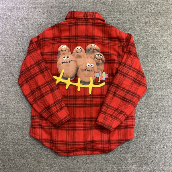 

2021 21ss new hip-hop red cactus flannel men women woolen shirt jacket plaid wool jersey coats 6925, White