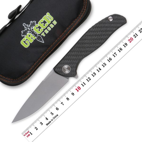 

green thorn custom f95 hati foding knife carbon fiber 3d tc4 titanium hande camping outdoor fruit knife tactics edc toos