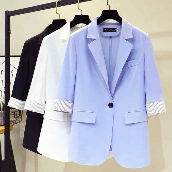 Blazer Mulheres Primavera e Verão Terno Casaco Mulheres Casuais Casuais Top Veste Femme X0721