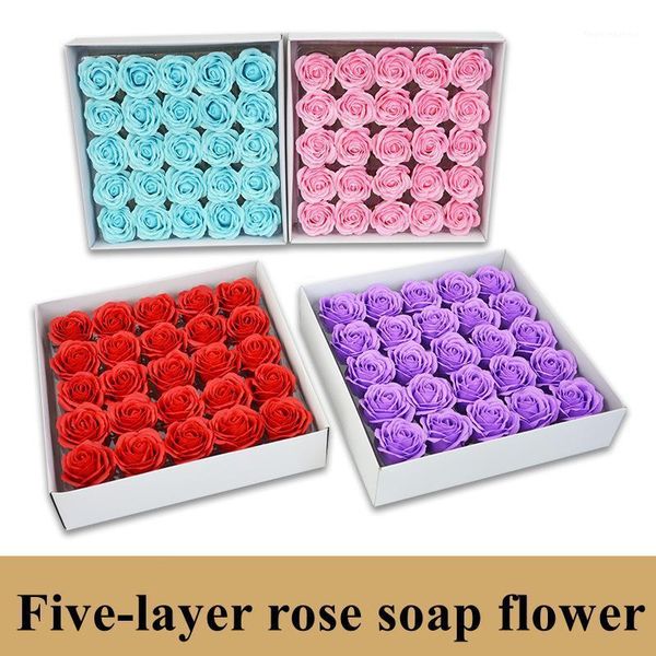

25pcs five-layer rose soap flower bath body floral scented essential wedding valentine's day gift decorative flowers & wreaths1