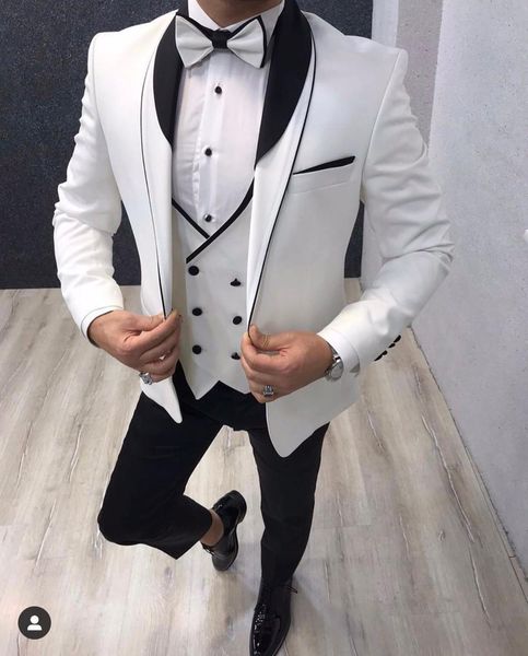 

men's suits & blazers manner hombre wedding tuxedo to groom casual men suits fine three 's jacket vest 71ij, White;black