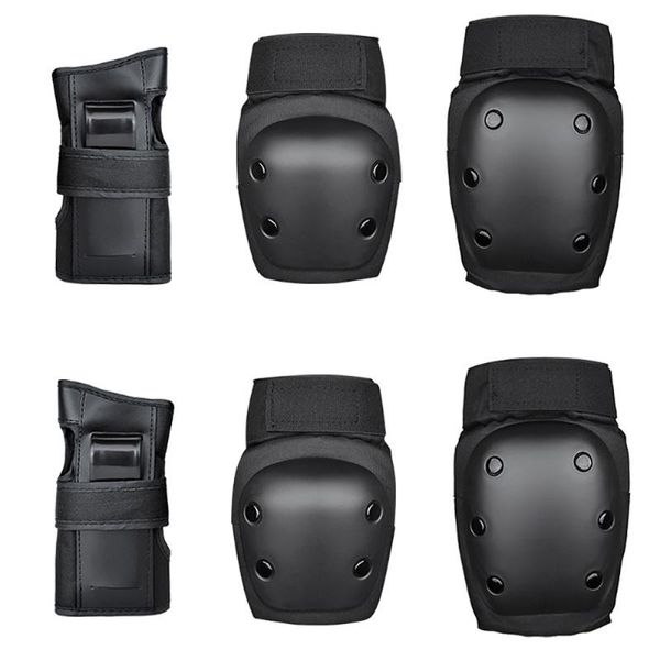 

6pcs kids outdoor sports safety skates protective set elbow knee pads children skates ski scooter training gloves for skaters, Black;gray