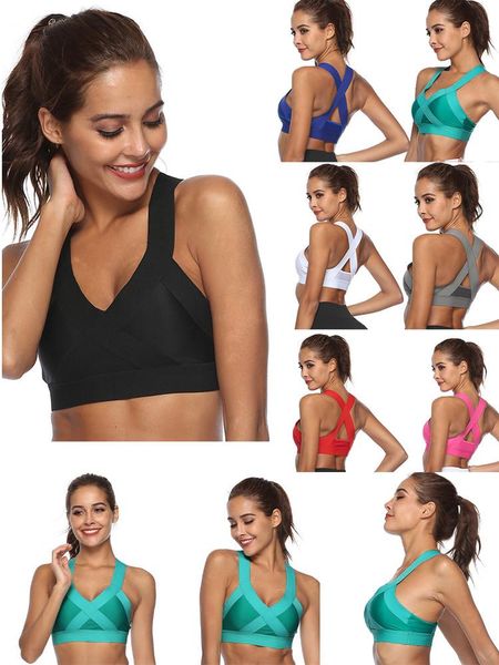 

woman push up bra gym yoga fitness jogging sport underwear beauty back summer fashion solid color workout sports bra female, White;black