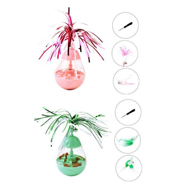 

cat toys dispenser toy tumble 3 in 1 treat ball automatic rotating feather