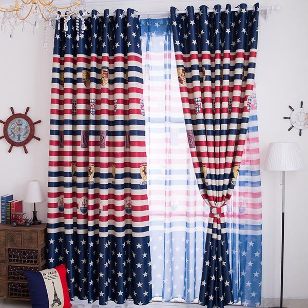 

curtain & drapes red and blue striped mediterranean full shade living room bedroom curtains screens custom finished