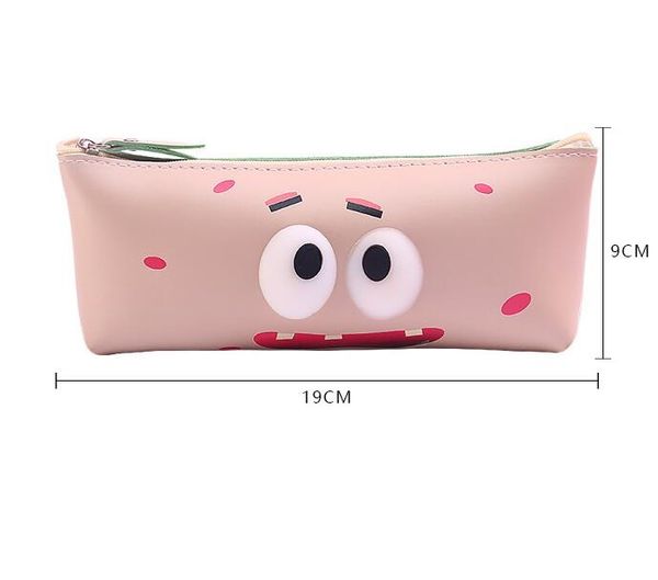 Couro coreano PU lápis caso crianças kawaii lápis saco casual estudante caneta caso grande capacidade de armazenamento de capacidade desenhos animados estéreo lápis bolsa