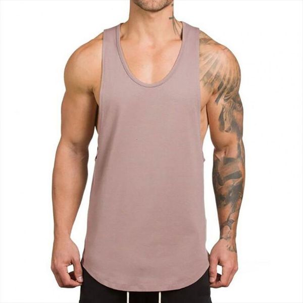 

wholesale vest sleeveless breathable cotton blend men shirt for training, White;black